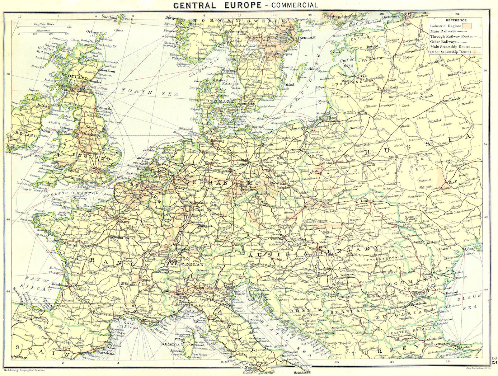 EUROPE. Central-Commercial 1900 old antique vintage map plan chart